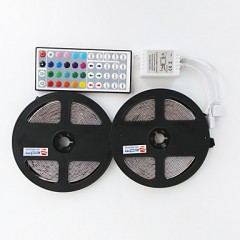 2×5M 300X2835  Waterproof LED SMD RGB LED Strip Light and 44Key Remote Controller and1BIN2 Connecting line(DC12V)  