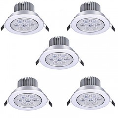 5pcs HRY® 7W 7LEDS 750LM Warm/Cool White Color LED Receseed Lights Ceiling Lights(85-265V)  