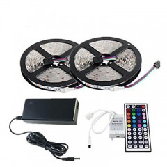 Waterproof 2×5M 150X5050 SMD RGB LED Strip Light and 44Key Remote Controller and 6A EU Power Supply (AC110-240V)  