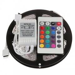 Waterproof 5M 300X3528 SMD RGB LED Strip Light with 24Key Remote Controller (DC12V)  