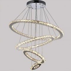 LED Crystal Pendant Lights Ceiling Lighting Clear Crystal Round 4 Rings 20CM 40CM 60CM 80CM LED Source Fixtures  