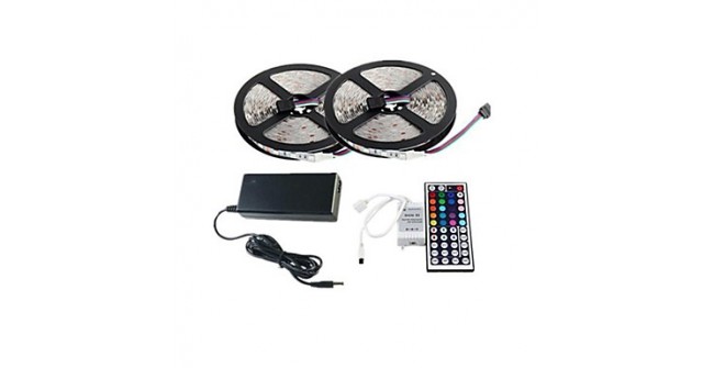 ZDM™ 2×5M 150X5050 SMD RGB LED Strip Light and 44Key Remote Controller and 6A US Power Supply (AC110-240V)  