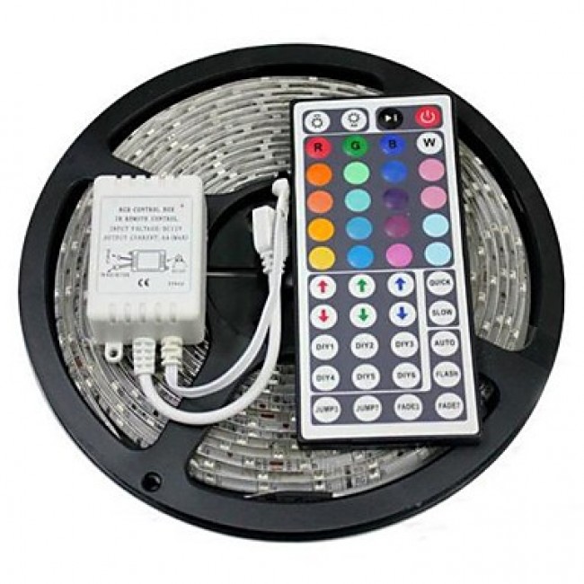 ZDM™ Waterproof 5M 300X5050 SMD RGB LED Strip Light with 44Key Remote Controller (DC12V)  