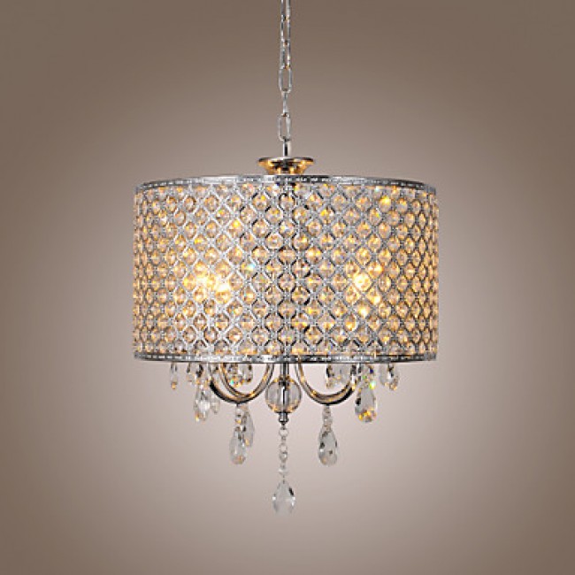 Drum Chandelier Crystal Modern 4 Lights  