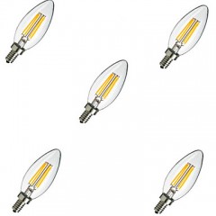 5pcs  E14 4W 400LM Warm/Cool White 360 Degree Edison Filament Light LED Candle Bulb(220V)  