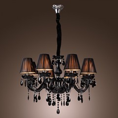 Chandelier Luxury Modern Black Crystal Living 8 Lights  