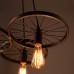 Loft Retro Restaurant Bar Pendant Lamps American country wrought iron chandeliers industrial style wheels  