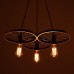 Loft Retro Restaurant Bar Pendant Lamps American country wrought iron chandeliers industrial style wheels  