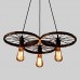 Loft Retro Restaurant Bar Pendant Lamps American country wrought iron chandeliers industrial style wheels  